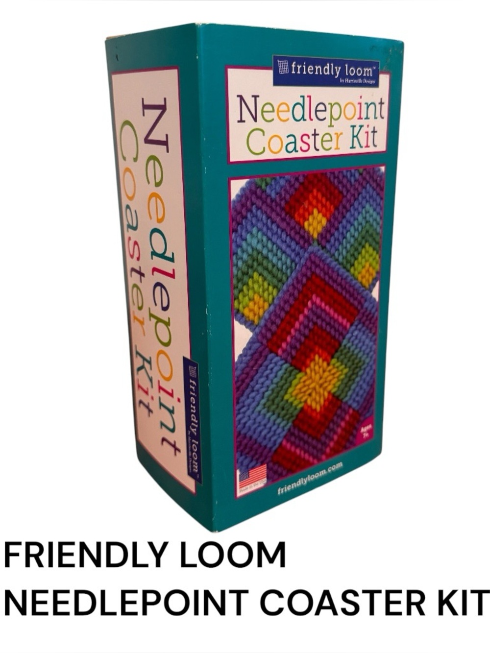 Friendly Loom Needlepoint Coaster Kit Geometric Makes 2 4x4 Coasters